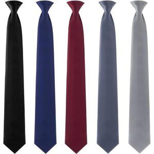 5 Pack Clip on Ties for Men Solid Color Men's Tie Clip on Ties 20 Inch Pretied